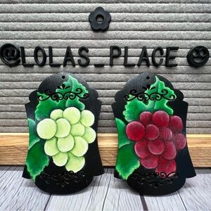 HANDMADE Hand painted Wooden Wine Tags-Set of 2 -NEW